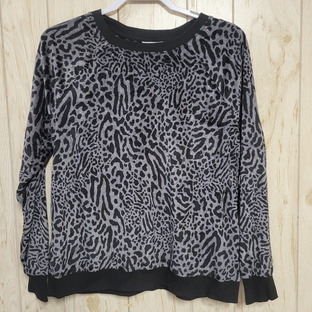 Secret Treasures Stretch Knit Velour Animal Print Top M